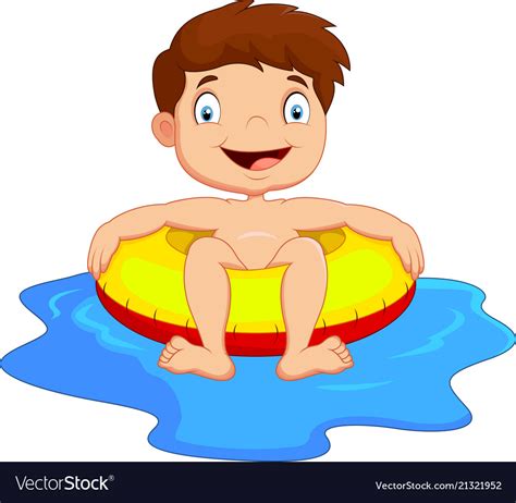 Young Kid Having Fun In Swimming Pool Royalty Free Vector