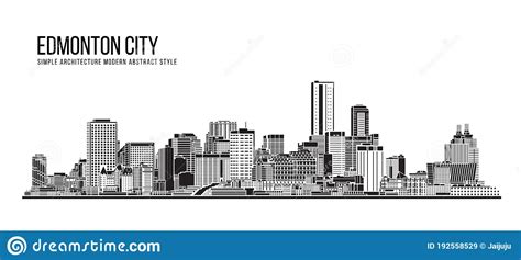 Edmonton City Skyline And Landmarks Silhouette Black And White Design
