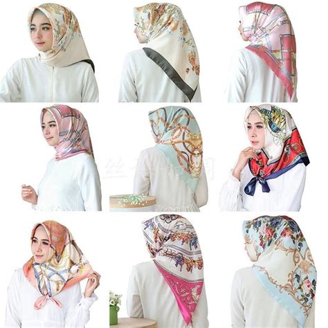women hijab scarf fashion imitation silk scarves large square muslim scarf printed different