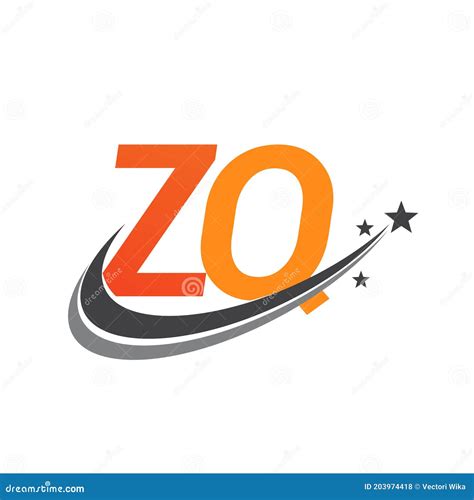 Initial Letter Zq Logotype Company Name Colored Orange And Grey Swoosh