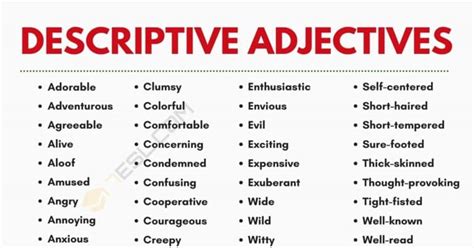 515 Descriptive Adjectives To Describe Everything In English 7esl