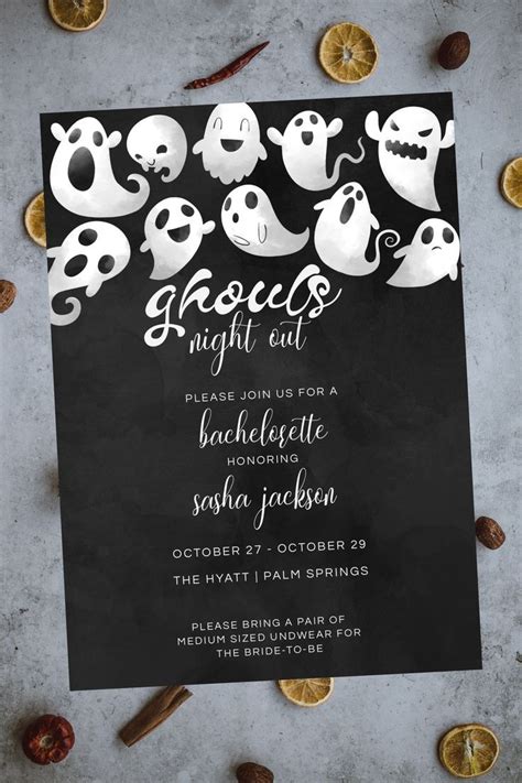 Ghouls Night Out Bachelorette Invitation Template Etsy