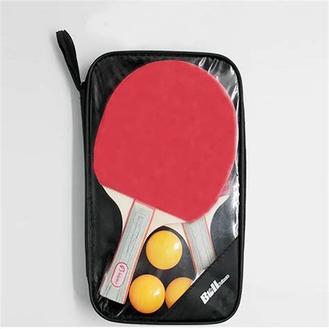 Table Tennis Racket Double Rubber Ping Pong Paddle With Three Balls Horizontal Grip Using