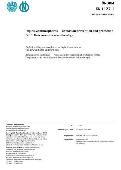 ONORM EN 1127 1 2019 Explosive Atmospheres Explosion Prevention And