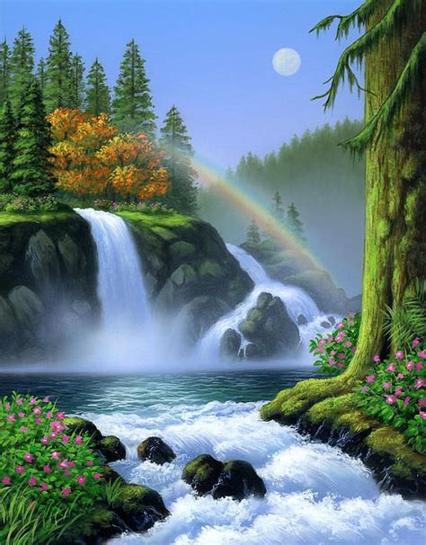 Waterfall For My Mom Waterfall Paintings Landscape Paintings