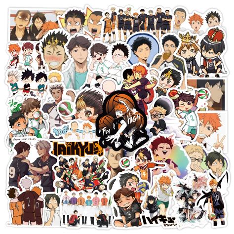 50 Pcs Haikyuu Japan Anime Cartoon Waterproof Stickers 2 Designs
