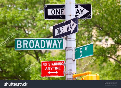Broadway And 5th Avenue Street Signs Manhattan New York City Stock