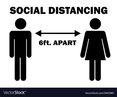 Social Distancing 6 Ft Apart Man Woman Stick Vector Image