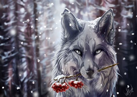 We did not find results for: Fantasy Wolf in Snow Carrying Holly Berry Branch Wallpaper ...
