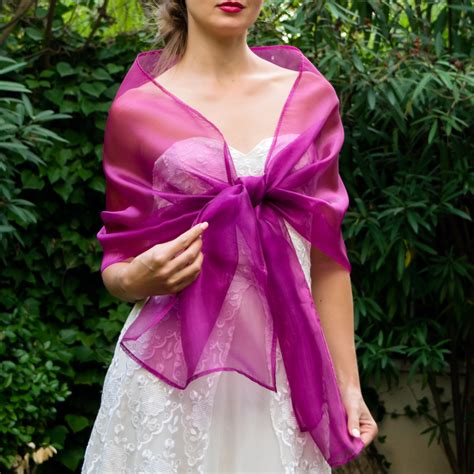 Luxury Pink Fuchsia Organza Wrap Shawl Bridal Spain