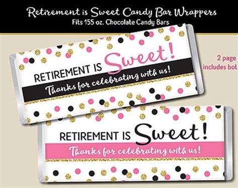 Retirement Candy Bar Wrappers Printable Instant Download Etsy