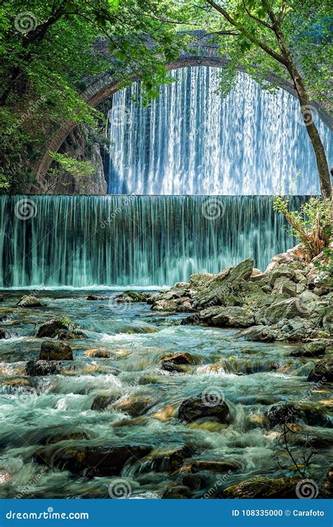 Beautiful Double Waterfall Near Trikala In Greece Stock Photo Image