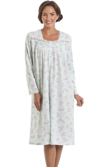 Classic Mint Green And Pink Floral Long Sleeve Nightdress