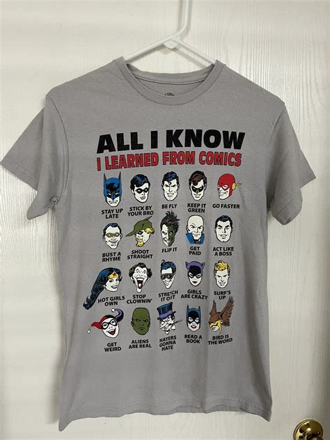 All I Know I Learned From Comics Dc Comic Gray T Shir Gem