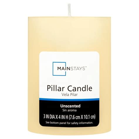 Mainstays Unscented Pillar Candle 3 X 4 Inches Ivory