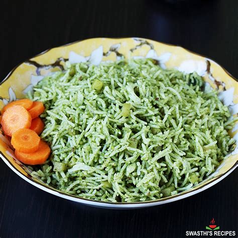 Palak Rice Recipe Spinach Rice Swasthis Recipes