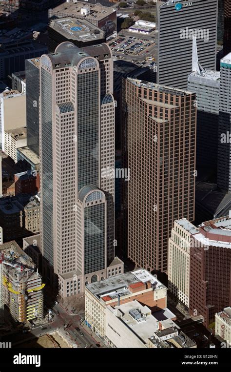 Aerial Above Downtown Dallas Texas Stock Photo Alamy