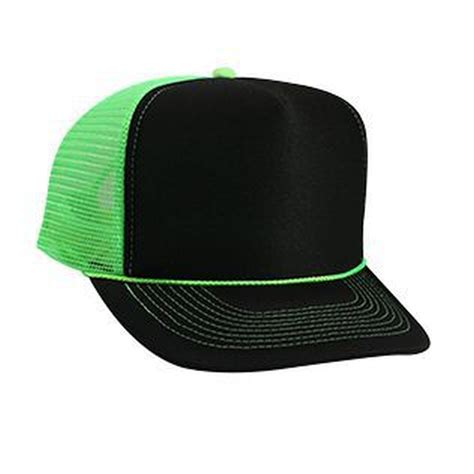 Otto Polyester Foam Front Neon Mesh Back 5 Panel High Crown Mesh Back