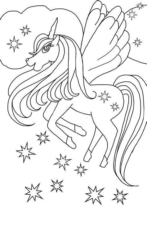 Star Spangled Flying Unicorn Coloring Printable Coloring Page