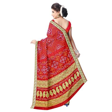 Kala Sanskruti Womens Red Pure Gaji Silk Bandhej Printed Designer Saree Kala Sanskruti 2787798