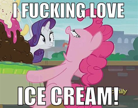 Safe Pinkie Pie Rarity Screencap Meme Animated Image Macro Vulgar Food Ice Cream Gif