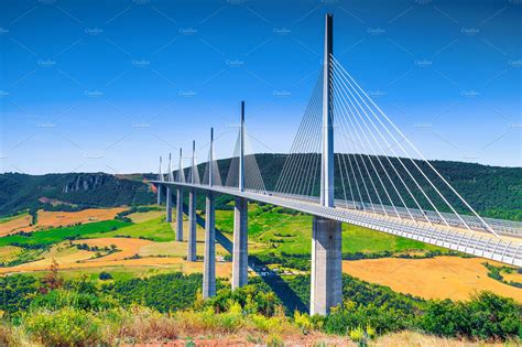 Admirable Famous Viaduct Of Millau ~ Architecture Photos ~ Creative Market