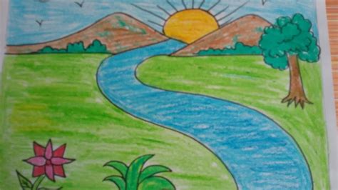 Nature Pictures Easy To Draw Nature Drawing Color Easy For Kids How