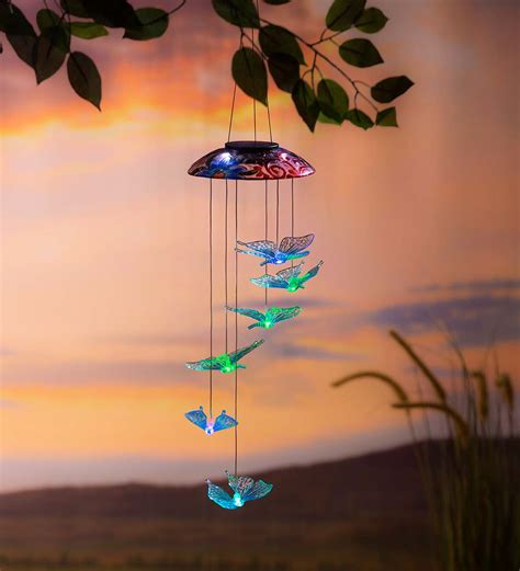 Solar Color Changing Mobile With Butterflies Wind And Weather
