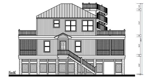 Three Story Residential House Front Elevation Autocad