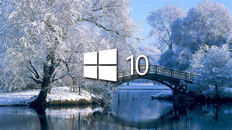Windows 10 On The Snowy Lake Simple Logo Wallpaper