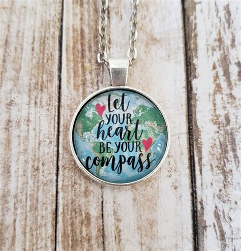 Let Your Heart Be Your Compass Map Necklace Etsy