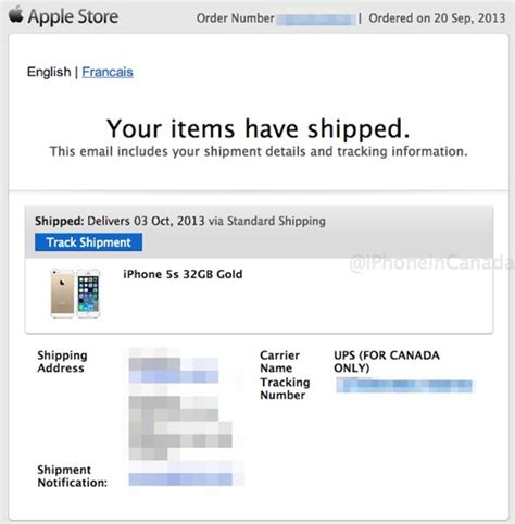 Complete your change of address online & pay only note: First Online iPhone 5s Orders Have Shipped for Canada-Has ...