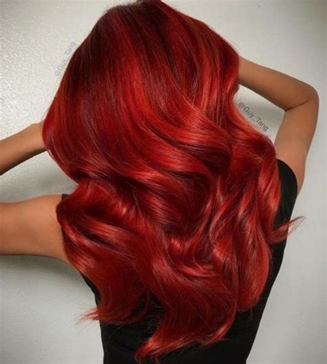 Crimson Red Hair Color Bright Red Hair Red Hair Color Cool Hairstyles