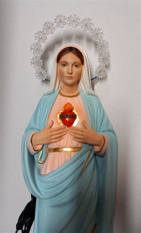 Madonna Sacred Heart Of Mary Statue Cm 50 1968 Inch In Hand
