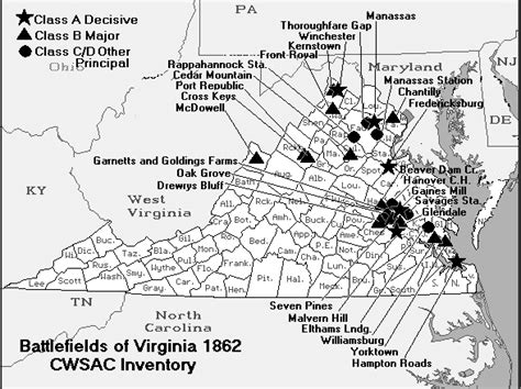 Civil War Virginia 1862 Map Of Battles
