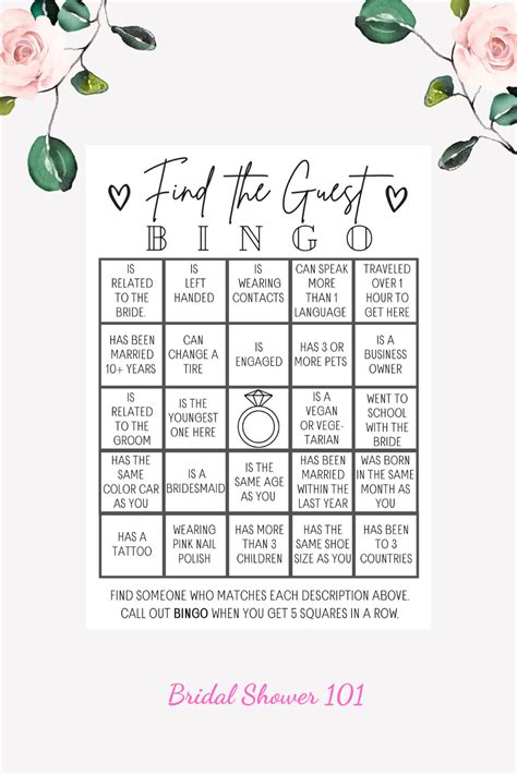 Find The Guest Bingo Free Printable Printable Word Searches