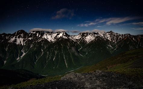 Download Wallpaper 3840x2400 Mountains Night Landscape Peaks Starry Sky 4k Ultra Hd 1610 Hd