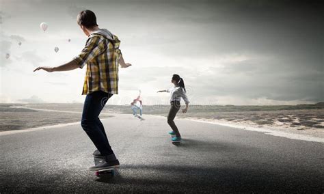 Young People Riding Skateboard Stock Photo Image Of Board Lifestyle