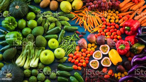 Different Fruits And Vegetables For Eating Healthy Group Of Colorful