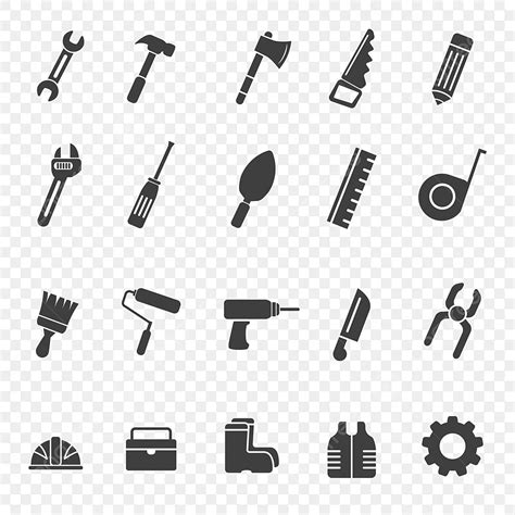 Reihe Von Engineering Tools Icons In Einfachen Glyphen Stil Schlüssel