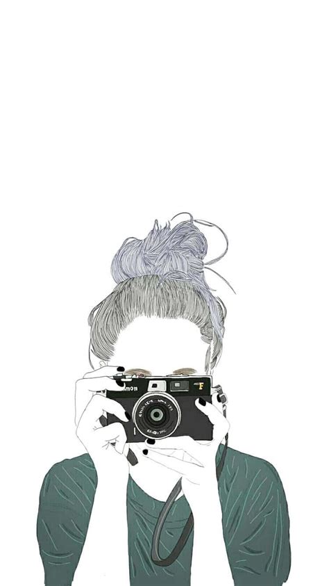 Download Aesthetic Girl Drawing Film Camera Wallpaper