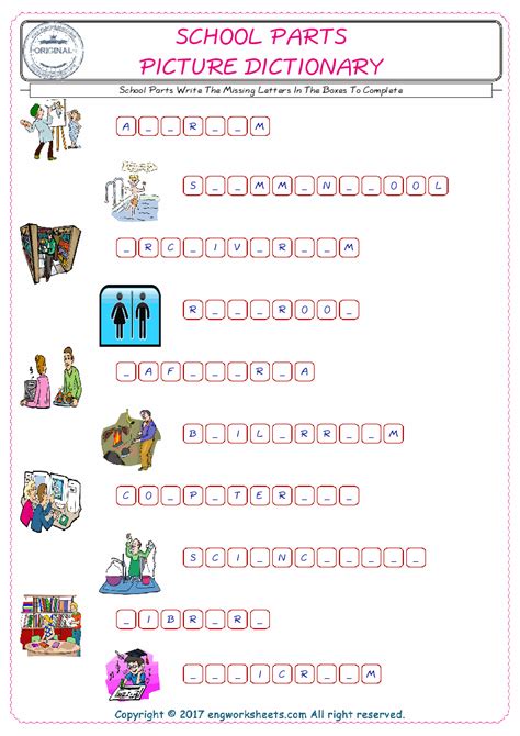 Preschool worksheets help your little one develop early learning skills. Free ESL Printable School Parts English Worksheets and ...