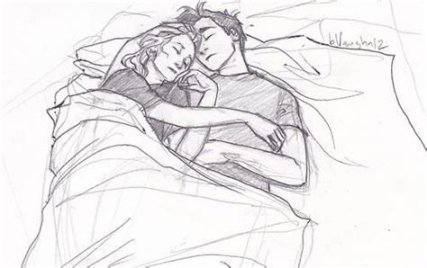 Art Bed Black And White Couple Cuddle Drawing Love Sleep We