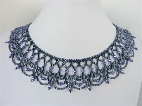 Free Beading Pattern For Necklace Lacy Net Beaddiagrams Com