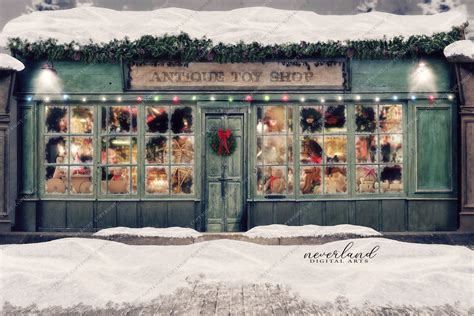 2 Pack Antique Toy Shop Winter Background For Photography Composites