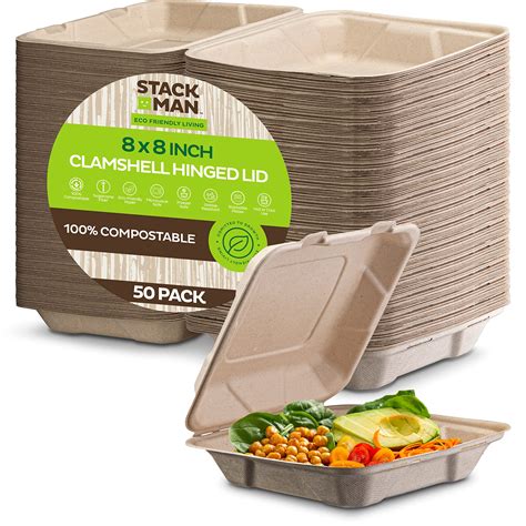 Buy Compostable Clamshell Take Out Food Containers X Pack