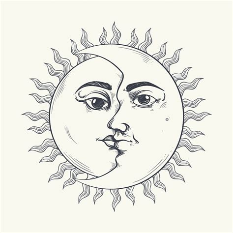 Premium Vector Hand Drawn Sun And Moon Drawing Illustration