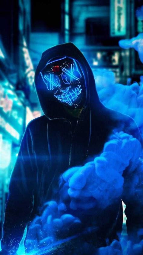 Hacker Neon Mask Wallpaper Download Mobcup