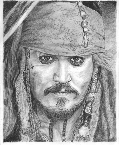 Johnny Depp Capt Jack Sparrow A4 Graphite Pirati Dei Caraibi