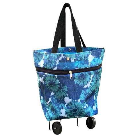 Aihome Collapsible Trolley Bag With Wheels Portable Shopping Cart